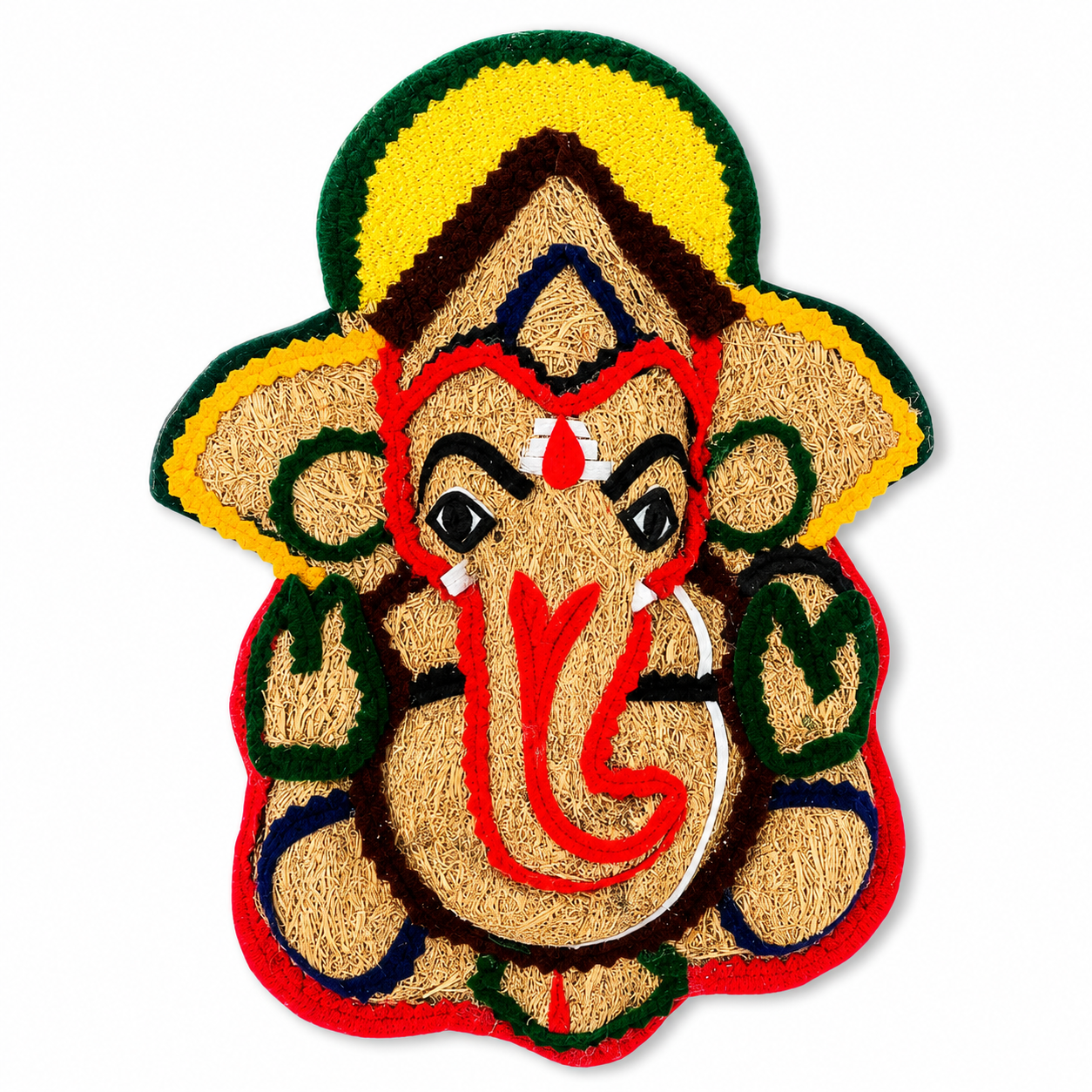 Vettiver Vinayagar Wall Hanging(9 Inch), Handmade Vetiver Grass Ganesha/Pillaiyar Face Idol for Pooja Room, Home Temple, Door Décor, Ganesh Chaturthi, Housewarming & Festival Gift
